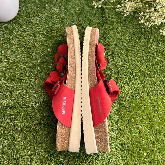 Mephisto Helen Flower Red Nubuck Comfort Sandal Women's sizes 38 US8 gently used - Picture 9 of 16
